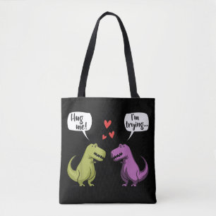T-Rex Dinosaurier-Pärchen Umarme Mich Valentinstag Tasche