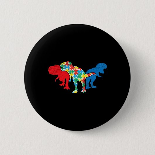 T-Rex Dinosaurier Puzzle Dino Autism Awareness ASL Button (Vorderseite)
