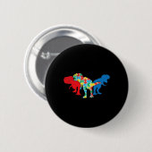 T-Rex Dinosaurier Puzzle Dino Autism Awareness ASL Button (Vorne & Hinten)