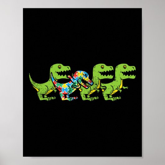 T-Rex Dinosaurier Puzzle Dino Autism Awareness ASL Poster (Vorne)