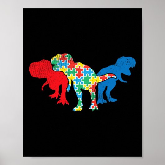 T-Rex Dinosaurier Puzzle Dino Autism Awareness ASL Poster (Vorne)