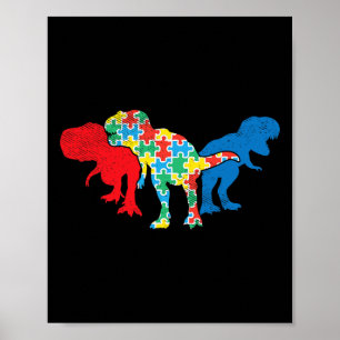 T-Rex Dinosaurier Puzzle Dino Autism Awareness ASL Poster
