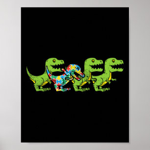 T-Rex Dinosaurier Puzzle Dino Autism Awareness ASL Poster