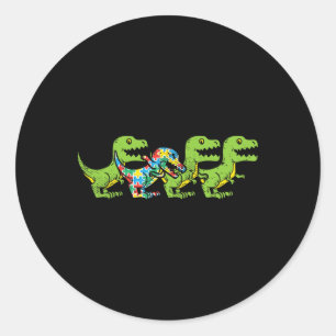 T-Rex-Dinosaurier-Puzzle Dino-Autismus-Bewusstsein Runder Aufkleber