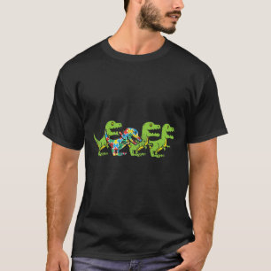 T-Rex-Dinosaurier-Puzzle Dino Autismus-Bewusstsein T-Shirt