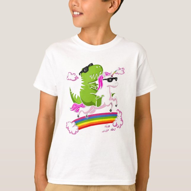 T-Rex Dinosaurier-ReitEinhorn T-Shirt (Vorderseite)