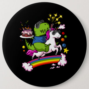 T-Rex Dinosaurier-Reitunicorn-Geburtstags-Party Button
