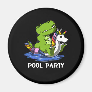 T-Rex Dinosaurier Riding Unicorn Float Pool Party Magnet