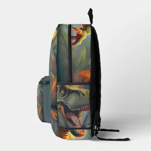 T-Rex Dinosaurier Rucksack Grau und Orange (Rechts)