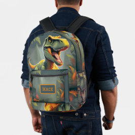 T-Rex Dinosaurier Rucksack Grau und Orange