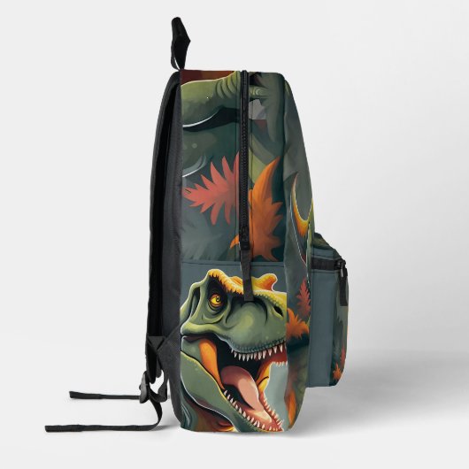 T-Rex Dinosaurier Rucksack Grau und Orange (Links)