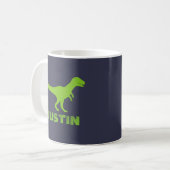 T Rex Dinosaurier Tasse personalisiert mit Kindern (Vorderseite Links)