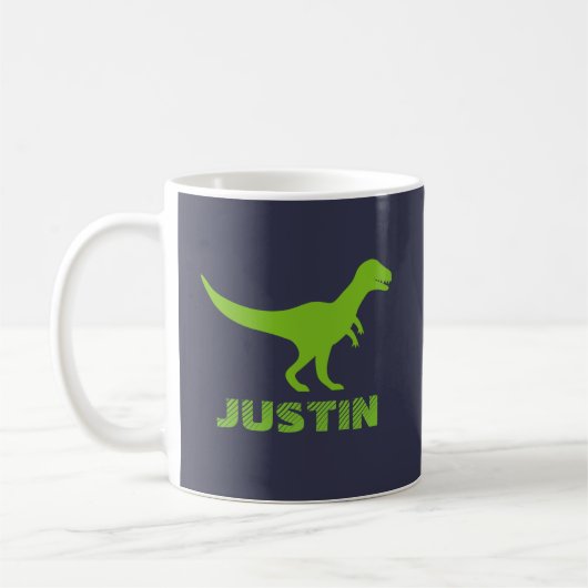 T Rex Dinosaurier Tasse personalisiert mit Kindern (Links)