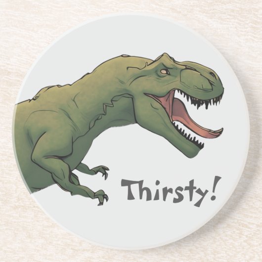 T-Rex Dinosaurier Tyrannosaurus Thirsty Fütterte m Getränkeuntersetzer (Vorne)