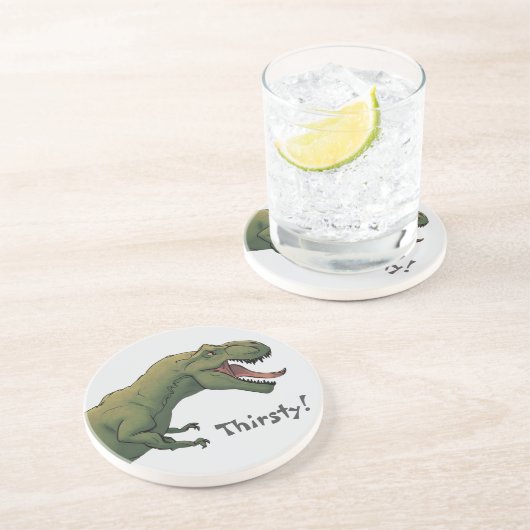 T-Rex Dinosaurier Tyrannosaurus Thirsty Fütterte m Getränkeuntersetzer (Seite)