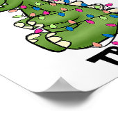 T-Rex-Dinosaurier-Weihnachtskostüm Xmas-Baum-Licht Poster (Ecke)