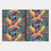 T-Rex Dinosaurier Wrapping Paper Flat Sheet Set 3 Geschenkpapier Set (Vorderseite 2)