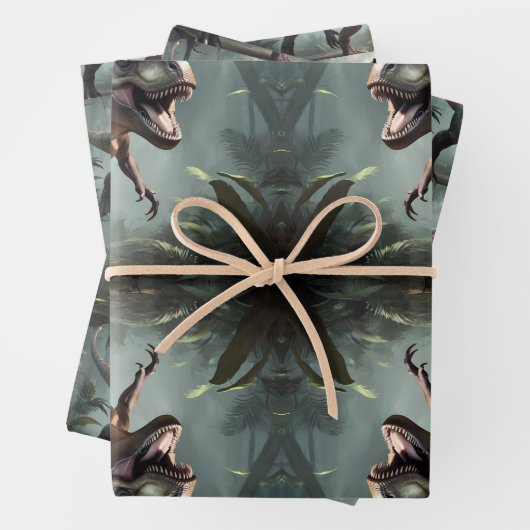 T-Rex Dinosaurier Wrapping Paper Flat Sheet Set 3 Geschenkpapier Set (Beispiel)