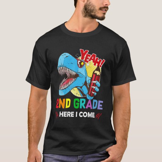 T-Rex Dinosaurier zurück zur zweiten Klasse hier b T-Shirt (Vorderseite)