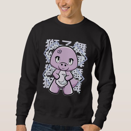 T Rex Dinsoaur With Moon Pastel Goth Sweatshirt (Vorderseite)