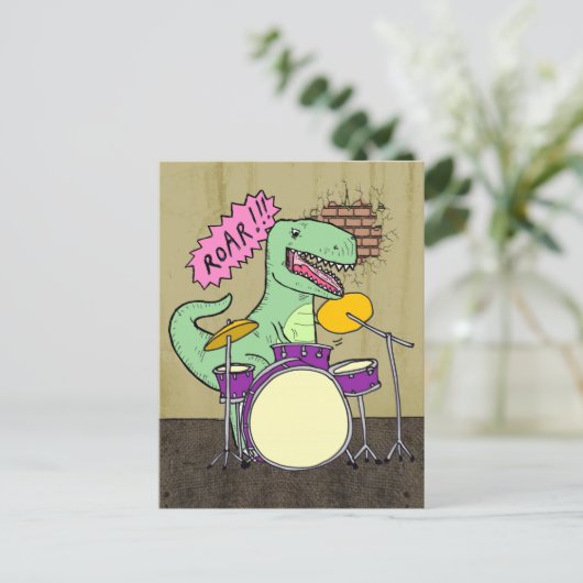T Rex Drums Postkarte (Stehend Vorderseite)