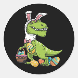 T Rex Easter Bunny Dinosaur Boys Basket Stuffers Runder Aufkleber