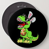 T Rex Easter Bunny Funny Dinosaur Boys Basket Stuf Button (Vorne & Hinten)