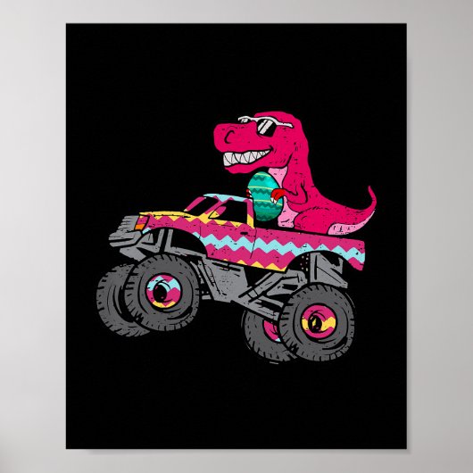 T Rex Easter Bunny Funny Dinosaur Boys Basket Stuf Poster (Vorne)