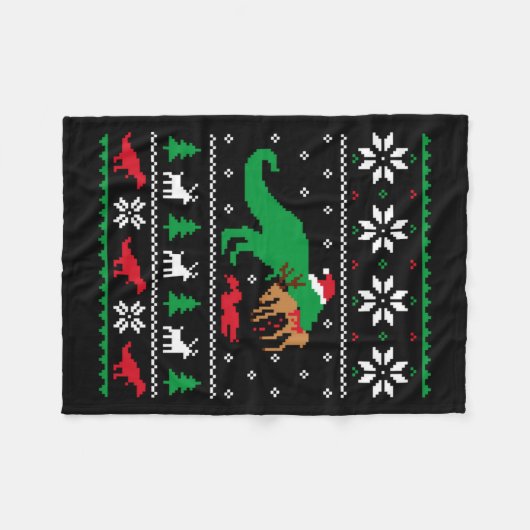 T Rex Eating Reindeer Funny Dinosaur Christmas Ugl Fleecedecke (Vorderseite (Horizontal))