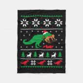 T Rex Eating Reindeer Funny Dinosaur Christmas Ugl Fleecedecke (Vorderseite)