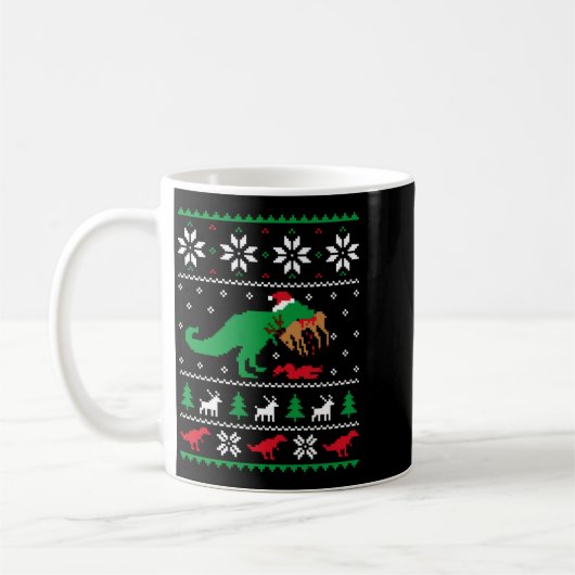 T Rex Eating Reindeer Funny Dinosaur Christmas Ugl Kaffeetasse (Links)