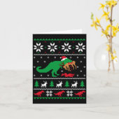 T Rex Eating Reindeer Funny Dinosaur Christmas Ugl Karte (Gelbe Blume)