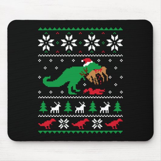 T Rex Eating Reindeer Funny Dinosaur Christmas Ugl Mousepad (Vorne)