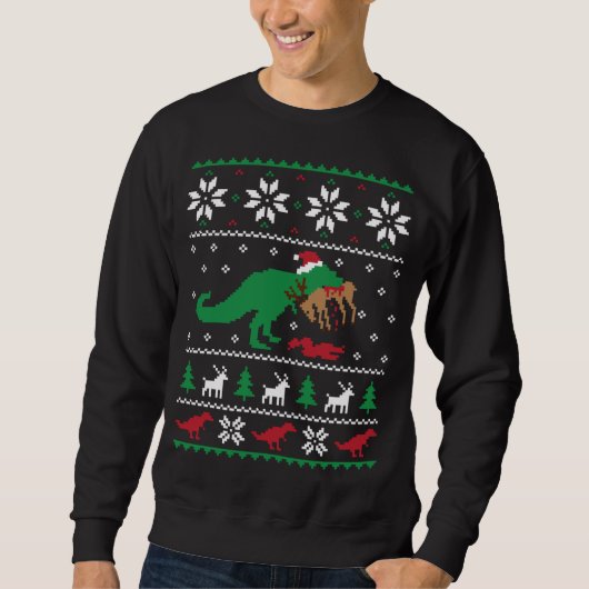 T Rex Eating Reindeer Funny Dinosaur Christmas Ugl Sweatshirt (Vorderseite)