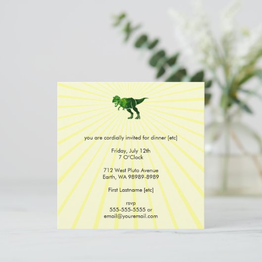T-Rex Einladung (Stehend Vorderseite)