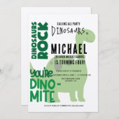 T-Rex Einladung zum Geburtstag - Dino Party Elegan (Vorne/Hinten)