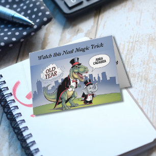 T-rex & Elefant neue Jahre Zaubertrick neue Jahre Karte