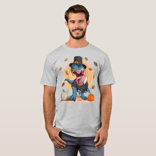 T-Rex Erntedank Pilgrim T-Shirt (Vorne ganz)