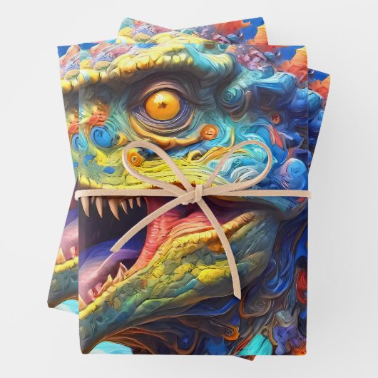 T-Rex Fantasy Dinosaurier Welten Geschenkpapier Set (Beispiel)