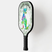 T. rex Farbiger Dinosaurier personalisiert Pickleball Schläger (Links)