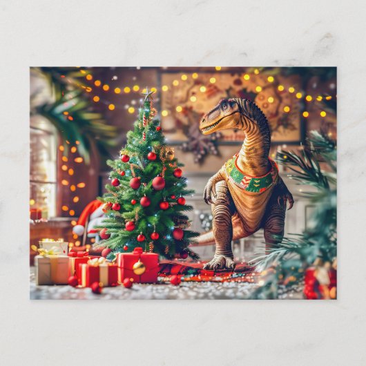 T-Rex feiert Weihnachten am Baum (Vorderseite)