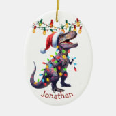 T-Rex Ferien-Lichter Kinder Weihnachten Keramik Ornament (Vorne)