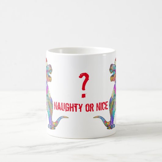 T Rex Festive Dinosaur Funny Naughty oder Nice Zit Kaffeetasse (Mittel)