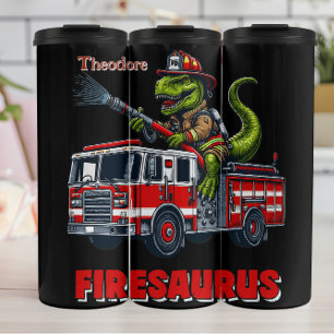 T-Rex-Feuerwehr-Design Thermosbecher