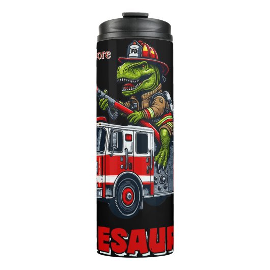 T-Rex Firefighter Design Thermosbecher (Vorderseite)