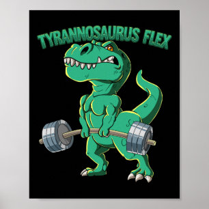 T-Rex Fitnessstudio Bodybuilding Tyrannosaurus Fle Poster