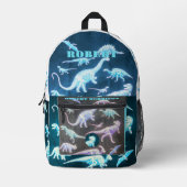 T-Rex Fluorescent Modern Skeleton Dinosaur Bedruckter Rucksack (Vorderseite)
