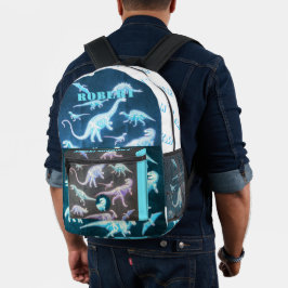 T-Rex Fluorescent Modern Skeleton Dinosaur Bedruckter Rucksack