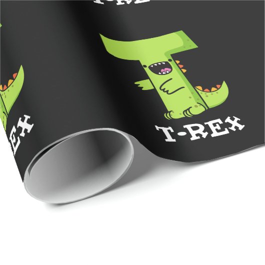 T-Rex Funny Alphabet Dinosaur Pun Dark BG Geschenkpapier (Rolleneckpunkt)