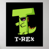 T-Rex Funny Alphabet Dinosaur Pun Dark BG Poster (Vorne)